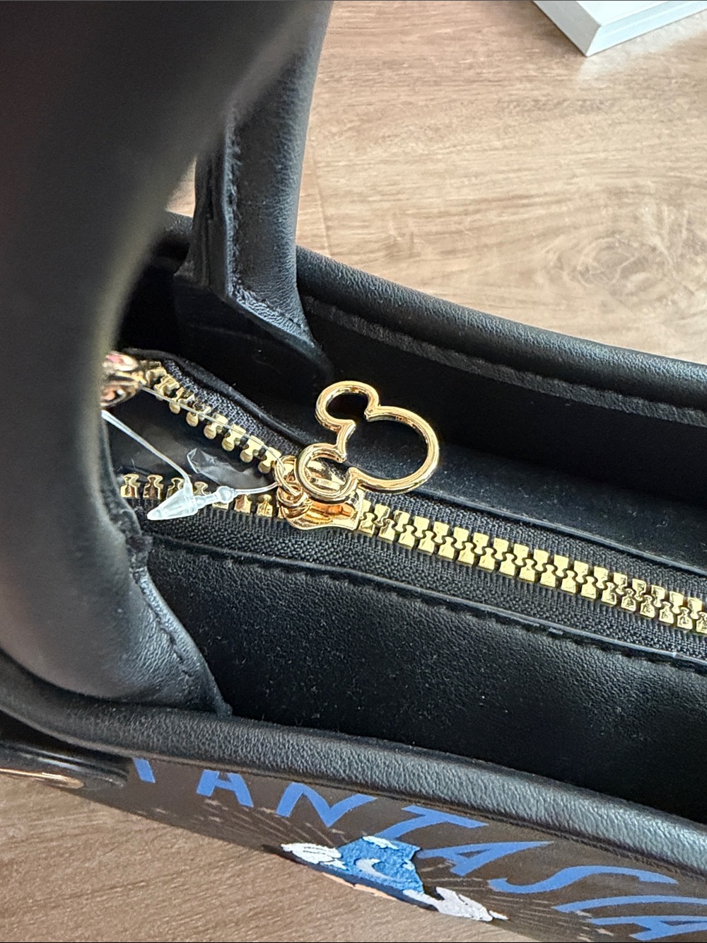 NWT Disney Fantasia Black Satchel with Blue Lettering and Gold Accents - Picture 7 of 9